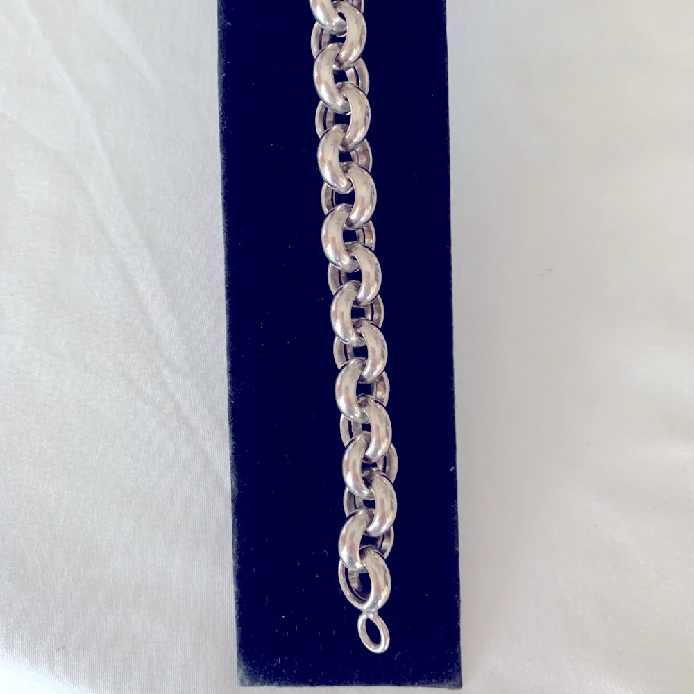 Sterling Silver 925 Robo Medium Link Sterling Bracelet Trigger Latch For Secure - Picture 5 of 13